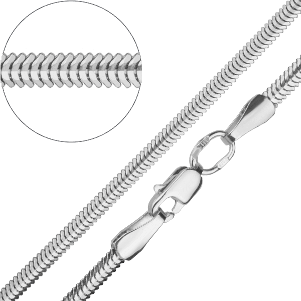 Ланцюжок Тонда (Снейк) плоска в білому золоті без вставок 027551 детальне зображення ювелірного виробу Ланцюжок Тонда (Снейк) плоска в білому золоті без вставок 027551 детальне зображення ювелірного виробу