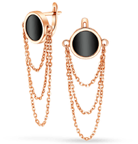 обзорное фото Золотые серьги с чёрным агатом и цепочками Fashion 041166 Золотые серьги с агатом обзорное фото Золотые серьги с чёрным агатом и цепочками Fashion 041166  Золотые серьги с агатом