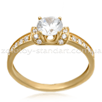обзорное фото Золотое кольцо с цирконием 1196241  Золотые кольца для помолвки с цирконием
