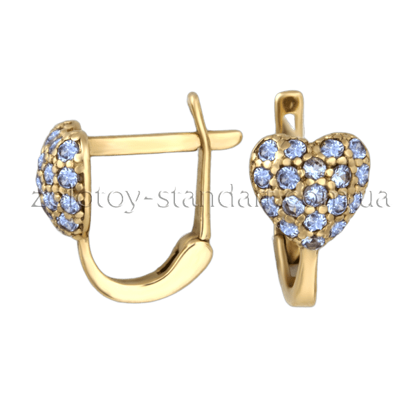 Золотые серьги с цирконием 110262г детальное изображение ювелирного изделия Серьги с камнями