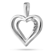 обзорное фото Серебряный подвес "Двойное сердце" украшен фианитами 040079  Серебряные подвески со вставками