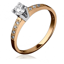 обзорное фото Кольцо из красного золота с бриллиантами 1035  Золотые кольца для помолвки с бриллиантом
