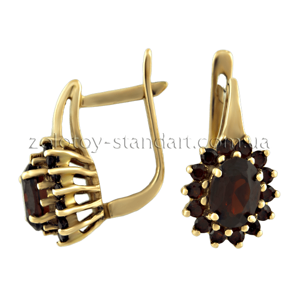 Золоті сережки з гранатом 2585 детальне зображення ювелірного виробу Золоті сережки з гранатом 2585 детальне зображення ювелірного виробу