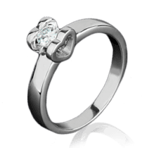 обзорное фото Кольцо из белого золота с бриллиантом 1019/1  Золотые кольца для помолвки с бриллиантом