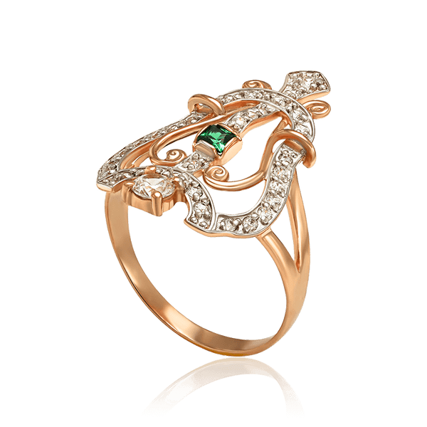 Золотое кольцо с изумрудом и россыпью фианитов Каприз 035066 детальное изображение ювелирного изделия Золотые кольца Золотое кольцо с изумрудом и россыпью фианитов Каприз 035066 детальное изображение ювелирного изделия Золотые кольца