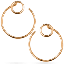 обзорное фото Женские серьги- протяжки в красном золоте Круг 038981  Золотые серьги без вставок