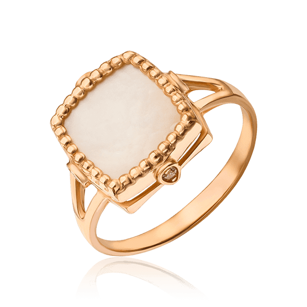 Кольцо с перламутром и фианитами в золоте 585 пробы 034389 детальное изображение ювелирного изделия Золотые кольца Кольцо с перламутром и фианитами в золоте 585 пробы 034389 детальное изображение ювелирного изделия Золотые кольца