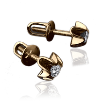 обзорное фото Серьги из красного золота с бриллиантами 023096  Золотые серьги с бриллиантами