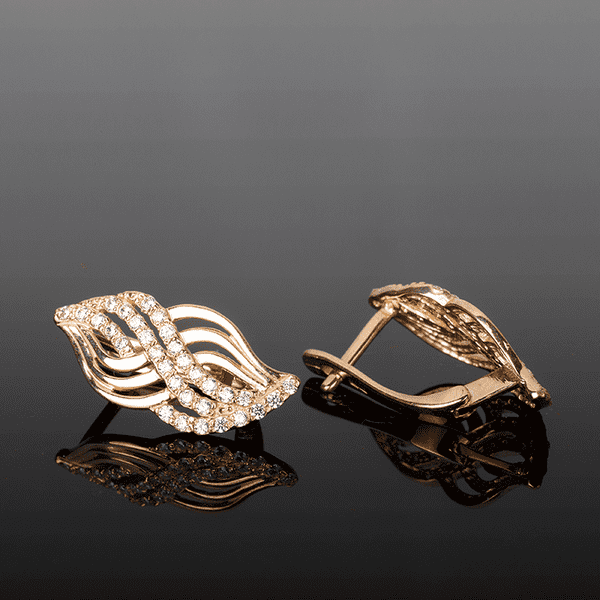 серьги золотые переплеты с фианитами серьги золотые переплеты с фианитами