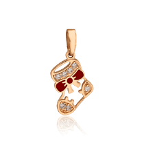 обзорное фото Золотой кулон Новогодний Башмачок с эмалью и фианитами 034219 Золотые кулоны с эмалью обзорное фото Золотой кулон Новогодний Башмачок с эмалью и фианитами 034219  Золотые кулоны с эмалью