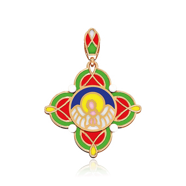 Золотой кулон с жемчугом и эмалью 028830 детальное изображение ювелирного изделия Декоративные золотые крестики Золотой кулон с жемчугом и эмалью 028830 детальное изображение ювелирного изделия Декоративные золотые крестики