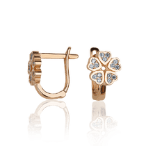 обзорное фото Золотые серьги Сердечки с фианитами 031509  Серьги с камнями