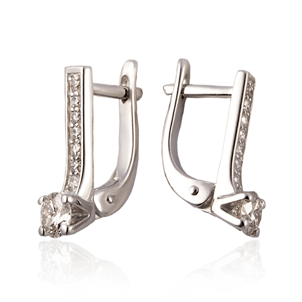 Серьги из белого золота с бриллиантами 024102 детальное изображение ювелирного изделия Золотые серьги с бриллиантами Серьги из белого золота с бриллиантами 024102 детальное изображение ювелирного изделия Золотые серьги с бриллиантами