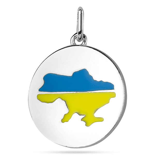 Серебряный подвесок с желто - голубой эмалью Катра Украины 039367 детальное изображение ювелирного изделия Серебряные подвески со вставками Серебряный подвесок с желто - голубой эмалью Катра Украины 039367 детальное изображение ювелирного изделия Серебряные подвески со вставками