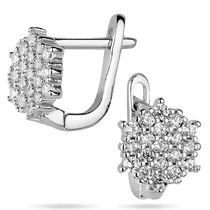 обзорное фото Маленькие детские серьги с белыми фианитами на английской застежке 039549 Детские серебряные серьги  обзорное фото Маленькие детские серьги с белыми фианитами на английской застежке 039549  Детские серебряные серьги