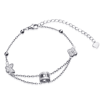 оглядове фото Срібний браслет в стилі Van Cleef з фіанітами 031324