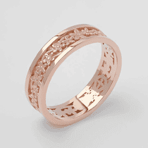 обзорное фото Золотое обручальное кольцо с узором цветов без вставок 041206  Золотые обручальные кольца