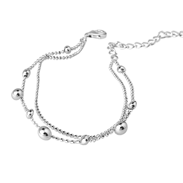 Серебряный браслет двойной в плетении гольф с шариками на карабини 040561 детальное изображение ювелирного изделия Серебряные женские браслеты