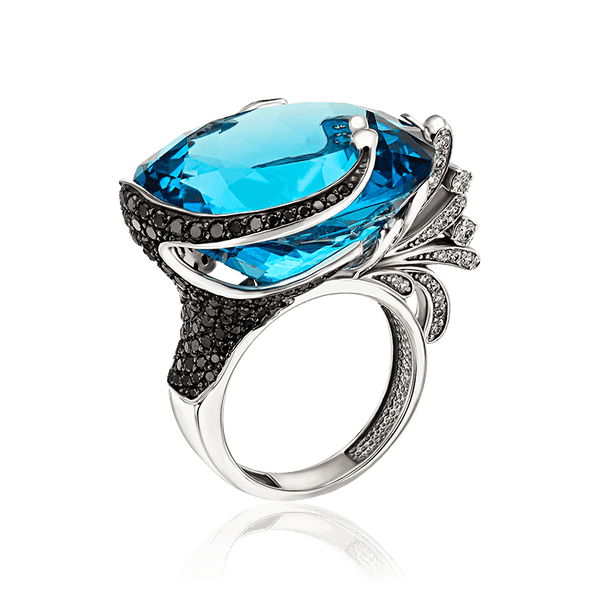 Эксклюзивное кольцо из белого золота с топазом и бриллиантами 035075 детальное изображение ювелирного изделия Золотые кольца Эксклюзивное кольцо из белого золота с топазом и бриллиантами 035075 детальное изображение ювелирного изделия Золотые кольца