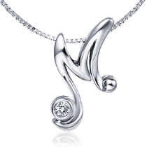 обзорное фото Кулон буква М с бриллиантом белое золото 035760 Золотые подвески обзорное фото Кулон буква М с бриллиантом белое золото 035760  Золотые подвески