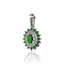обзорное фото Золотой подвес с бриллиантами и изумрудами 030341 Золотые кулоны с изумрудом обзорное фото Золотой подвес с бриллиантами и изумрудами 030341  Золотые кулоны с изумрудом