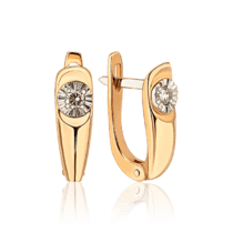 обзорное фото Красивые серьги с бриллиантами в лаконичном дизайне 036783  Золотые серьги
