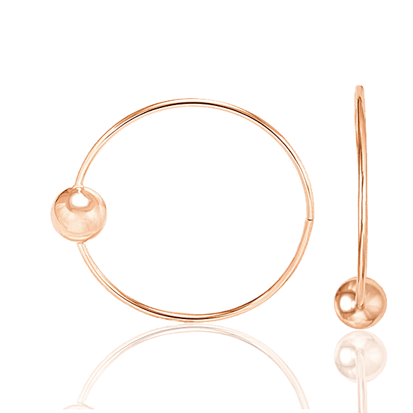 Золоті сережки кільця з кулькою 028276 детальне зображення ювелірного виробу Золоті сережки кільця з кулькою 028276 детальне зображення ювелірного виробу