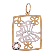 обзорное фото Золотой подвес Бабочка 421200 Золотые кулоны с фианитом обзорное фото Золотой подвес Бабочка 421200  Золотые кулоны с фианитом