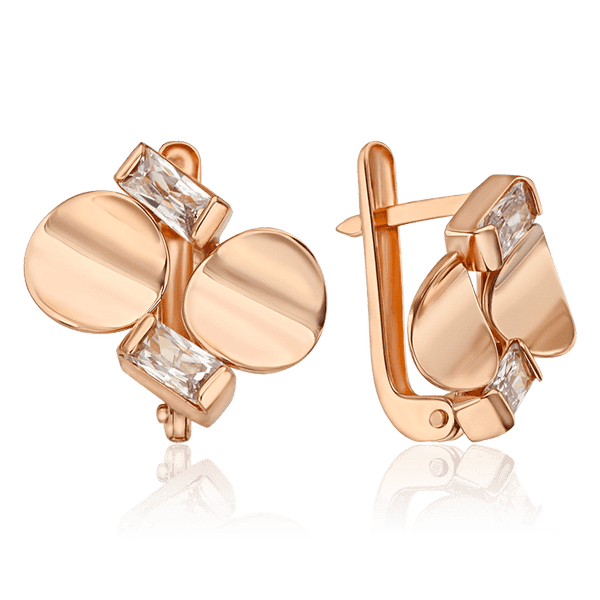 Золотые зеркальные серьги с фианитами 033805 детальное изображение ювелирного изделия Золотые серьги Золотые зеркальные серьги с фианитами 033805 детальное изображение ювелирного изделия Золотые серьги