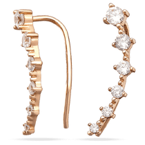 обзорное фото Серьги каффы на ухо золотые с фианитами 032351  Золотые серьги каффы