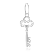обзорное фото Серебряный кулон-ключ  в стиле "Tiffany" с фианитами 024778  Серебряные подвески со вставками