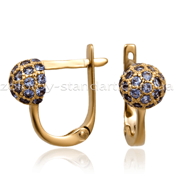 Золотые серьги с цирконием 110264г детальное изображение ювелирного изделия Золотые серьги с фианитом Золотые серьги с цирконием 110264г детальное изображение ювелирного изделия Золотые серьги с фианитом