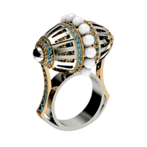 обзорное фото Кольцо с жемчугом 330894  Золотые кольца с жемчугом