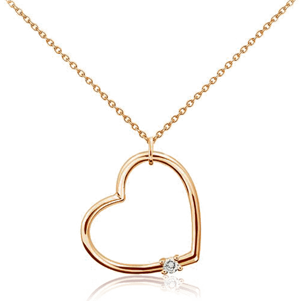Золотой кулон в форме Сердца с бриллиантом 035762 детальное изображение ювелирного изделия Золотые подвески