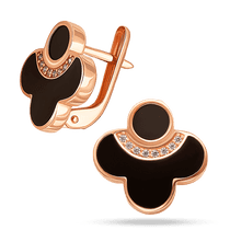 обзорное фото Золотые серьги Клевер с агатом и фианитами 040034 Золотые серьги с агатом обзорное фото Золотые серьги Клевер с агатом и фианитами 040034  Золотые серьги с агатом