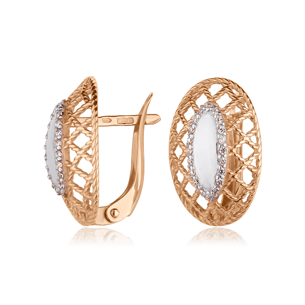 Золотые серьги с цирконием 420974 детальное изображение ювелирного изделия Золотые серьги с фианитом