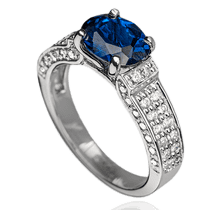 обзорное фото Кольцо с сапфиром и бриллиантами 023313 Золотые кольца с сапфиром обзорное фото Кольцо с сапфиром и бриллиантами 023313  Золотые кольца с сапфиром