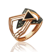 обзорное фото Золотое кольцо с агатом и нанокристаллами 030012  Золотые кольца с агатом