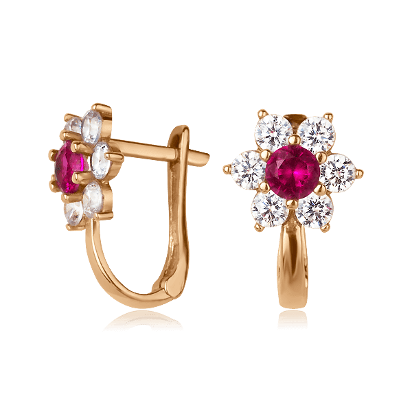 Золотые детские серьги с фианитом 025433 детальное изображение ювелирного изделия Серьги с камнями Золотые детские серьги с фианитом 025433 детальное изображение ювелирного изделия Серьги с камнями