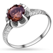 обзорное фото  Серебряное кольцо с раухтопазом и фианитами "Радмила" 027262  Серебряные кольца со вставками