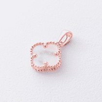 обзорное фото Подвеска "Клевер" в красном золоте с перламутром 041076  Подарки для души