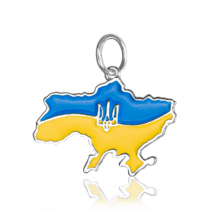 оглядове фото Срібна підвіска Україна, карта України з емаллю 037367