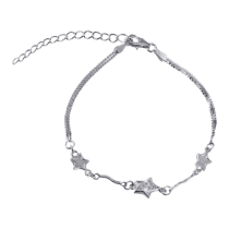 обзорное фото Серебряный браслет Звездочки с фианитами 025478  Серебряные женские браслеты