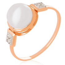 обзорное фото Золотое кольцо с жемчугом 023822 Золотые кольца с жемчугом обзорное фото Золотое кольцо с жемчугом 023822  Золотые кольца с жемчугом