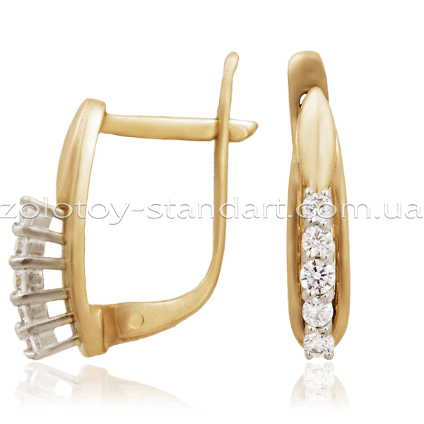 Золотые серьги 21457 детальное изображение ювелирного изделия Золотые серьги с фианитом Золотые серьги 21457 детальное изображение ювелирного изделия Золотые серьги с фианитом