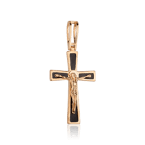 обзорное фото Золотой крестик с чёрной эмалью 029002  Золотые крестики православные