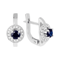 обзорное фото Серьги в белом золоте с сапфирами и фианитами 026559 Золотые серьги с сапфиром обзорное фото Серьги в белом золоте с сапфирами и фианитами 026559  Золотые серьги с сапфиром