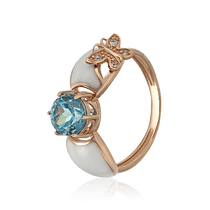 обзорное фото Золотое кольцо с топазом эмалью и фианитами Бабочка 028639 Золотые кольца с топазом обзорное фото Золотое кольцо с топазом эмалью и фианитами Бабочка 028639  Золотые кольца с топазом