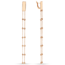 обзорное фото Длинные золотые серьги цепочки с бусинками 034007 Золотые серьги без вставок обзорное фото Длинные золотые серьги цепочки с бусинками 034007  Золотые серьги без вставок