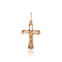 обзорное фото Золотой крестик с алмазной гранью Распятие 035303  Золотые подвески
